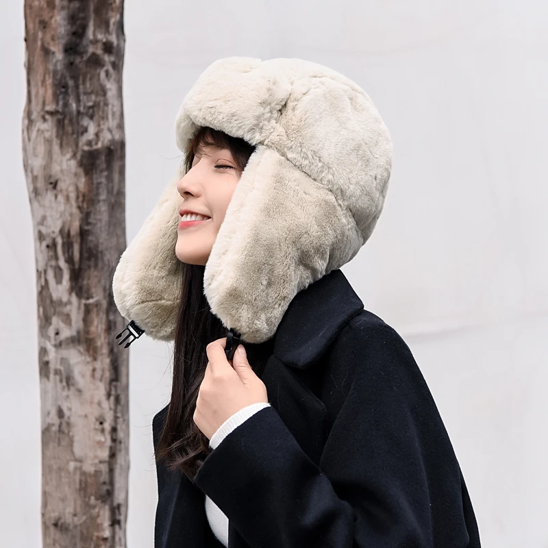 Hat Female Ushanka Male Winter Korean Style Northeast Cold Protection Cycling Earflaps Thick Windproof Warm and Cute | Дом и сад