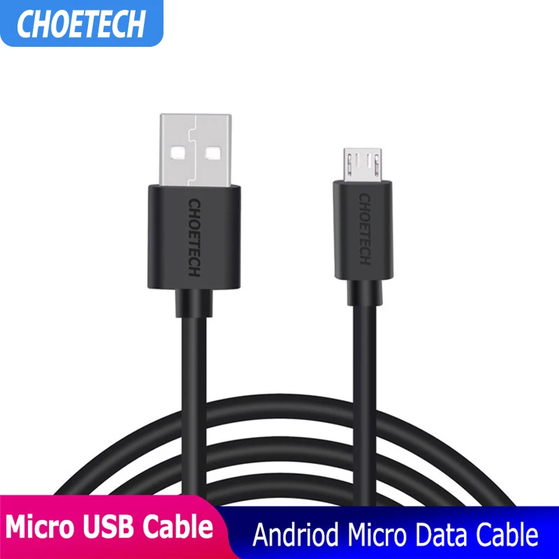 CHOETECH Micro USB кабель 2.4A Мужской к Micro B Мужской быстрой зарядки данных для samsung Xiaomi mi9 Android зарядный кабель для телефона