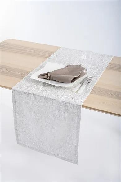 

100% Pure Linen Table Runner Gray Silver Glitter Overlocked Natural Fabric Kitchen & Table Linens Nordic style wedding table decor washable diner Party Holiday oilproof waterproof Handcrafted table runner luxury