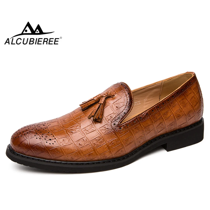 ALCUBIEREE/осенние модные лоферы с бахромой оксфорды мужские слипоны броги