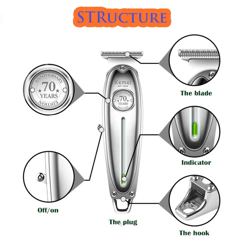 Полностью металлический триммер для волос профессиональная машинка стрижки