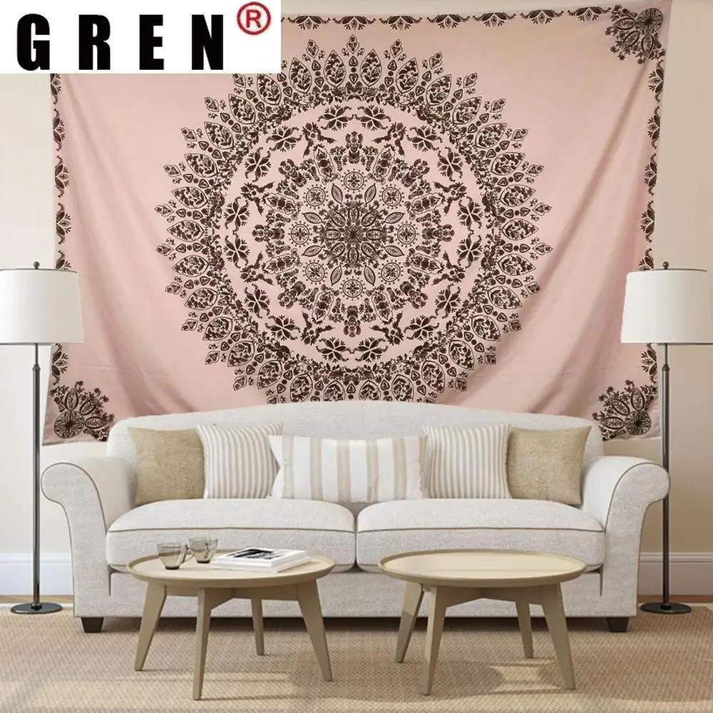 

GREN Floral Flower wall Tapestry Mandala India Bohemia Boho Psychedelic Printed Tapestry Hippie Wall Cloth Tapestries Home Decor