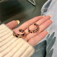 fashion geometric semicircle leopard print c shaped hoop earrings women retro simple earrings party decoration jewelry
