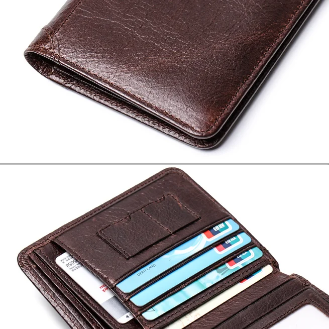 Explosion oil wax leather short wallet anti-magnetic beauty money clip card package first layer | Багаж и сумки