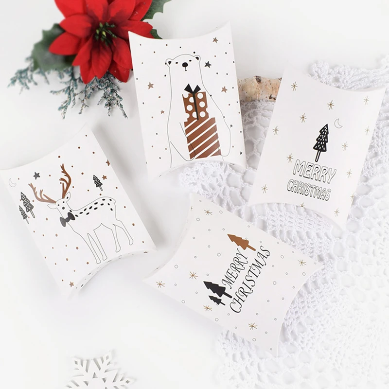 4 шт. Рождественский орнамент олень/медведь бумажная коробка конфет подушка для