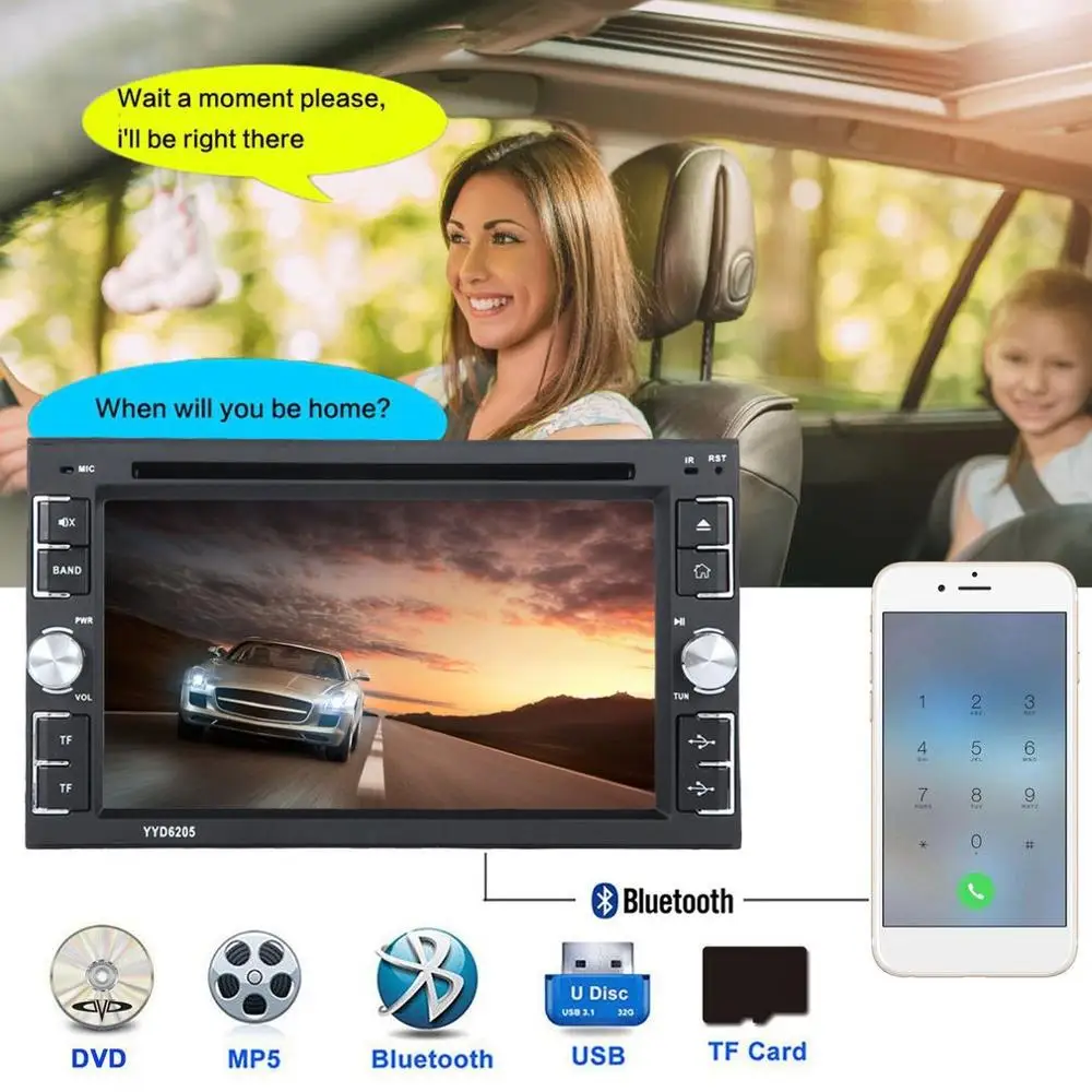 Универсальный Автомобильный Bluetooth плеер 2 din радио 2din Android с камерой заднего вида 6