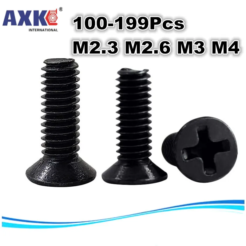AXK M2.3 M2.6 M3 M4 Philips крест круглый потайной плоской головкой хвост саморез черный КБ