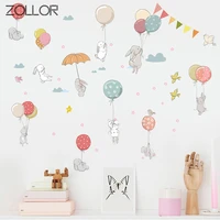 zollor cute rabbit balloon diy wall sticker ins style baby children room bedroom decorative sticker self adhesive mural decals