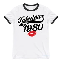 fabulous since 1980 graphic print t shirt womens clothing sexy lips tshirt femme birthday gift t shirt female summer tops tee