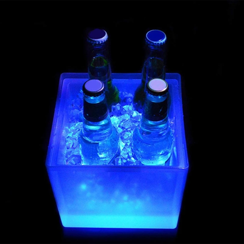 Light-Up LED Wine Bucket Battery Operated Multi Color Changing Lights 5L Cooler Square Drink for Party Bar | Дом и сад