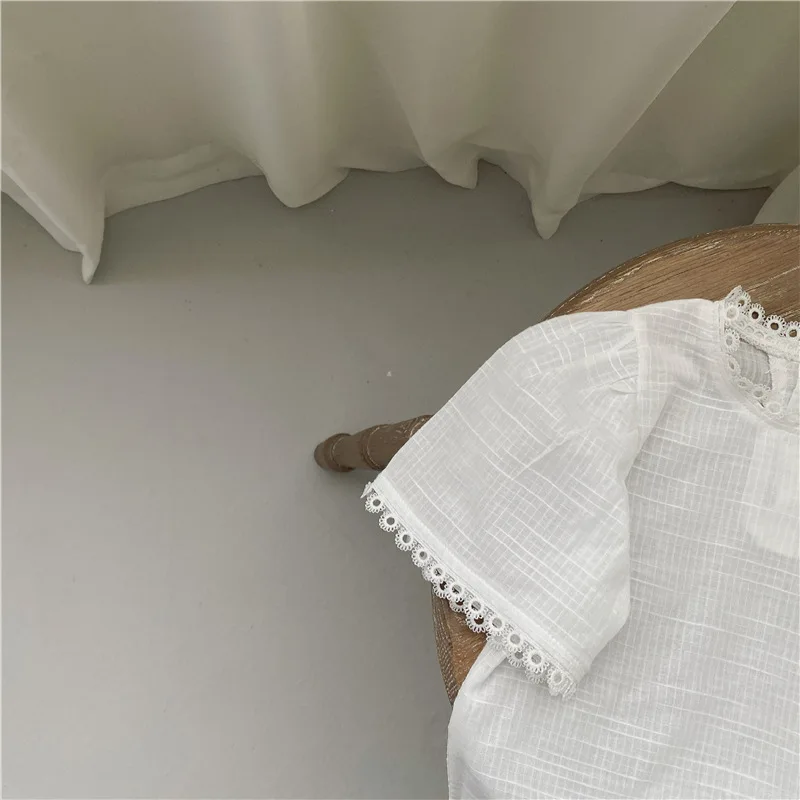 

Summer baby short sleeved top + suspenders pantsuit baby blue floral romper newborn girl clothes