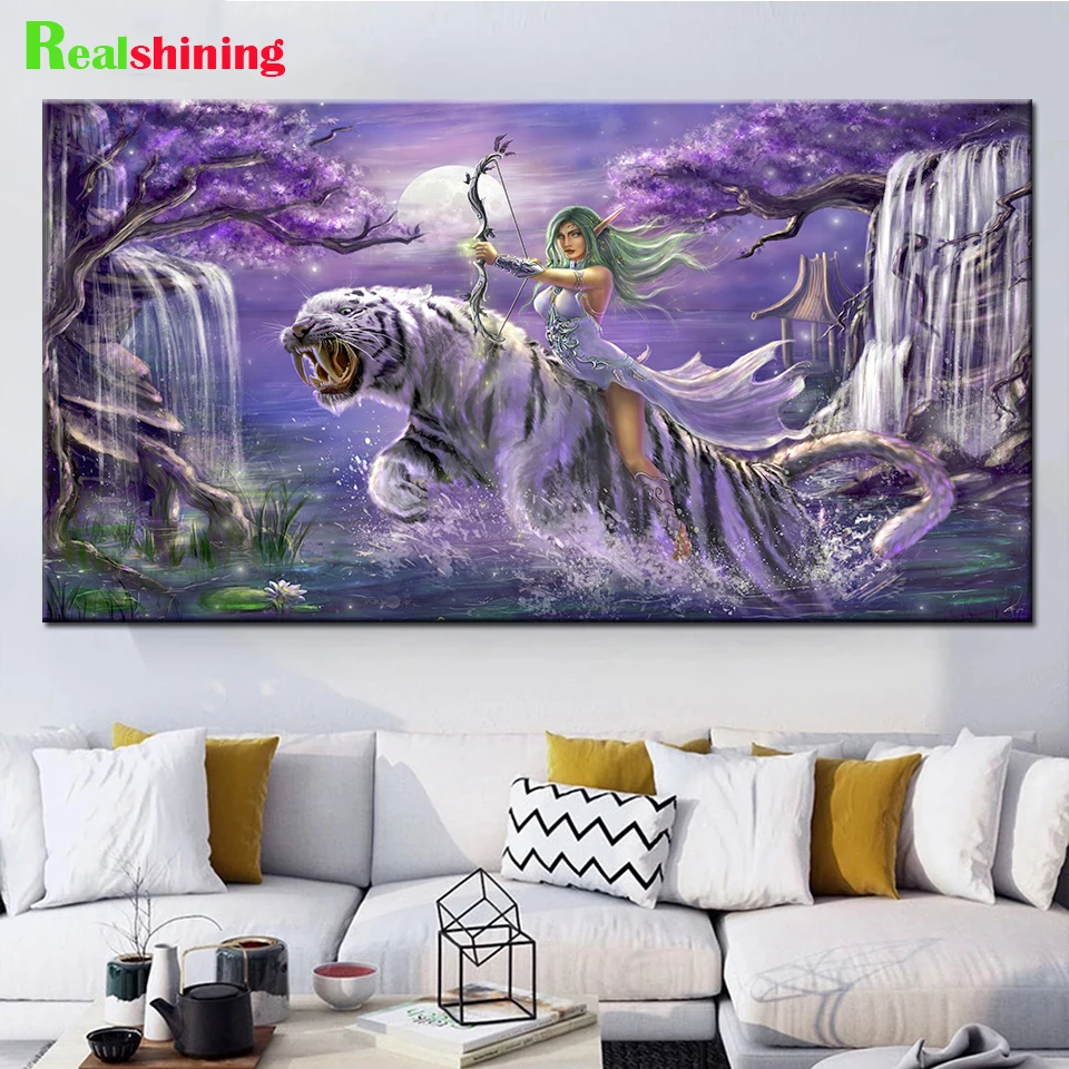 

Алмазная живопись, джунгли, фантазия, тигр, девушка, пейзаж, мозаика, полная квадратная, круглая, алмазная вышивка, животные, женские картины ...