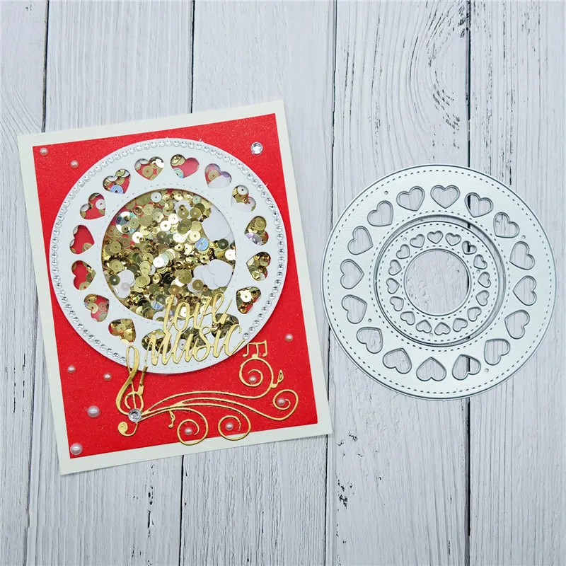 DiyArts вложенные сшитые сердца круглая рамка металлические режущие штампы DIY