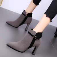 cresfimix botas femininas women sweet high quality grey stiletto heel boots for autumn lady classic black winter boots a9234