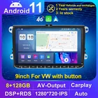 8 + 128G Android 11 Беспроводной автомобильный радиоприемник gps для 9-дюймового универсального VolkswagenVWPassat POLOGOLFTiguan skodaOctavia