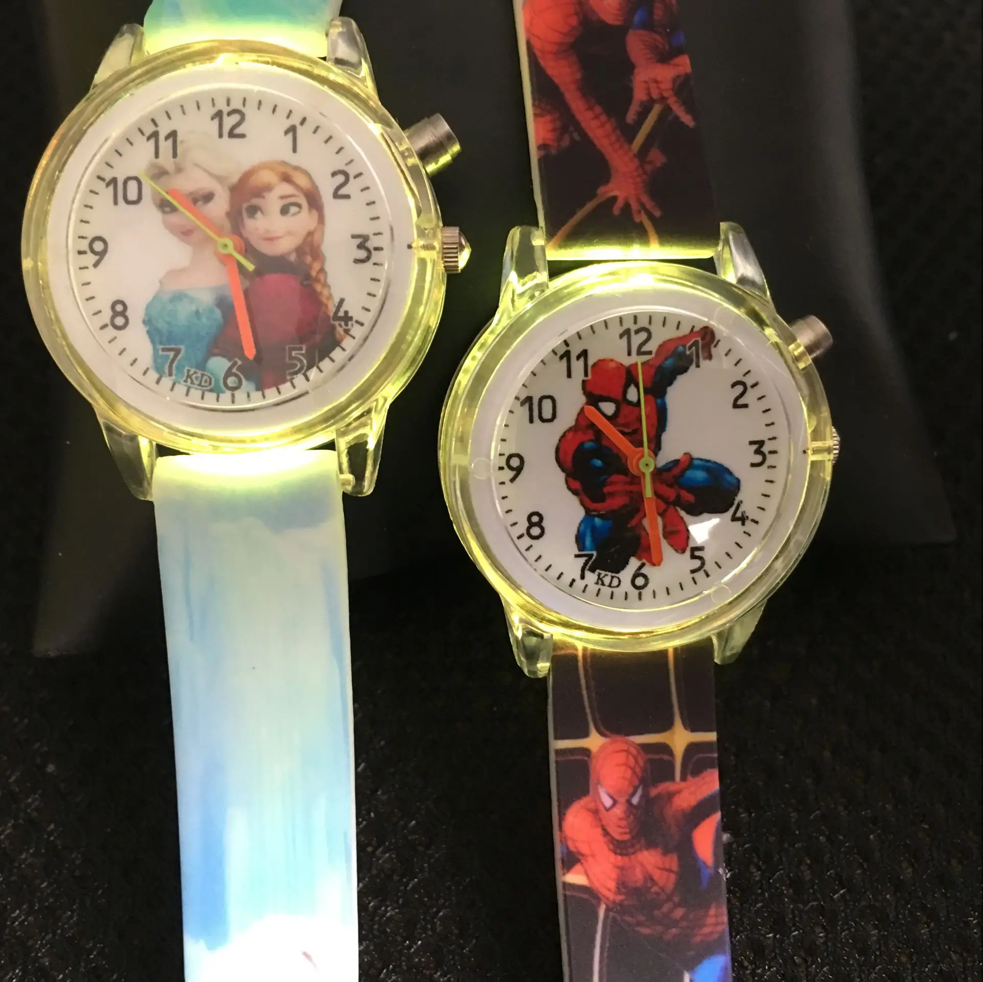 Цветной светильник со вспышкой детские часы розовые желе кварцевые принцессы