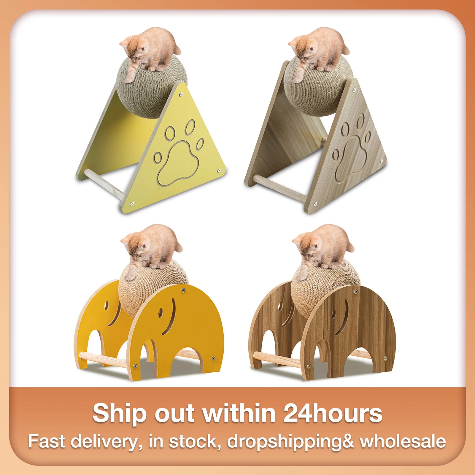 

New Cat Sisal Scratcher Balls Scratcher Toys Kitten Tilting Toys Cat Scratching Post Wood Stand Anti-Scratch Toy Pet Supplies