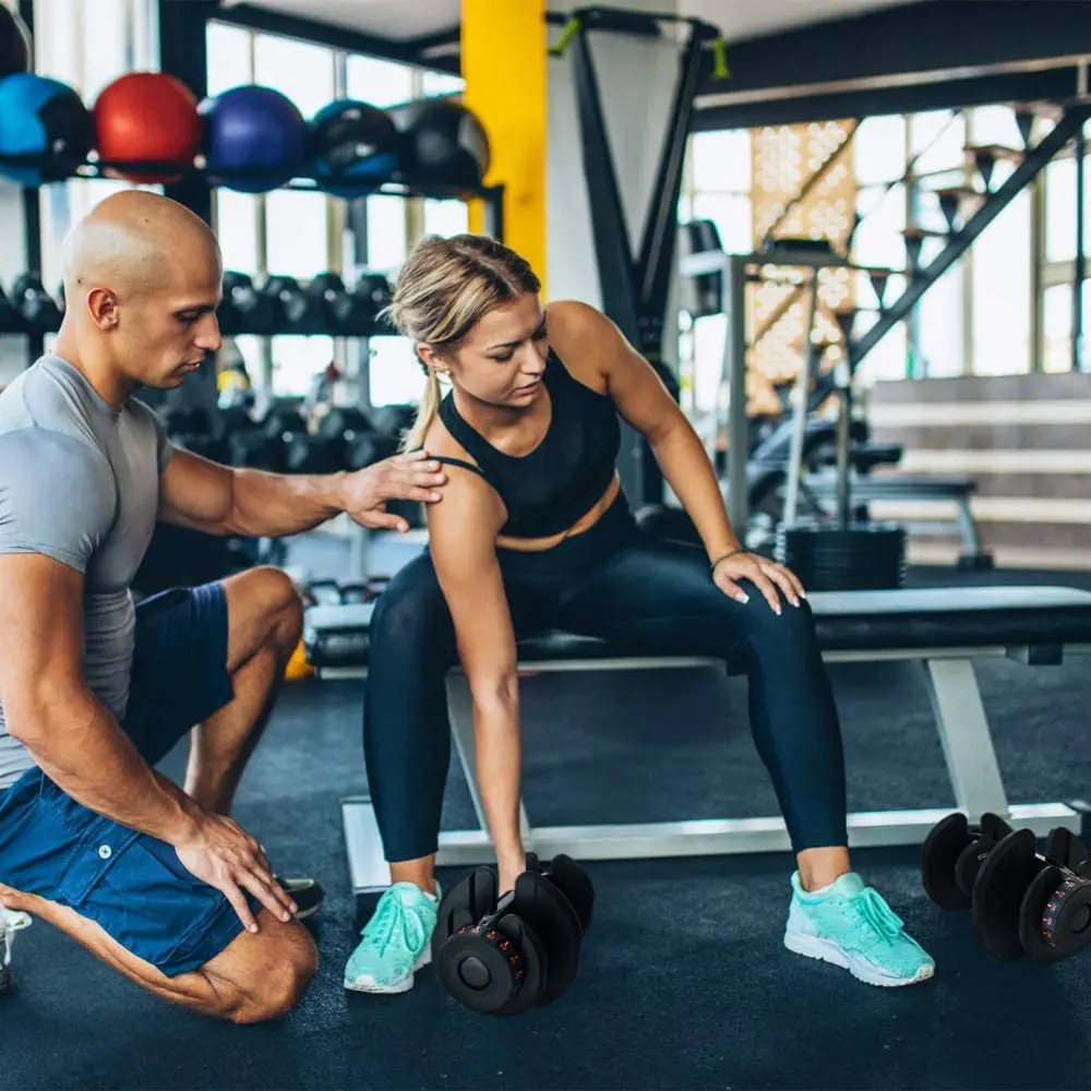 

Hot Sale 24kg/52.2lbs 40kg/90lbs Adjustable Dumbbells Compact Gym Sets In One for Women and Men Perfect for Home Office Workout