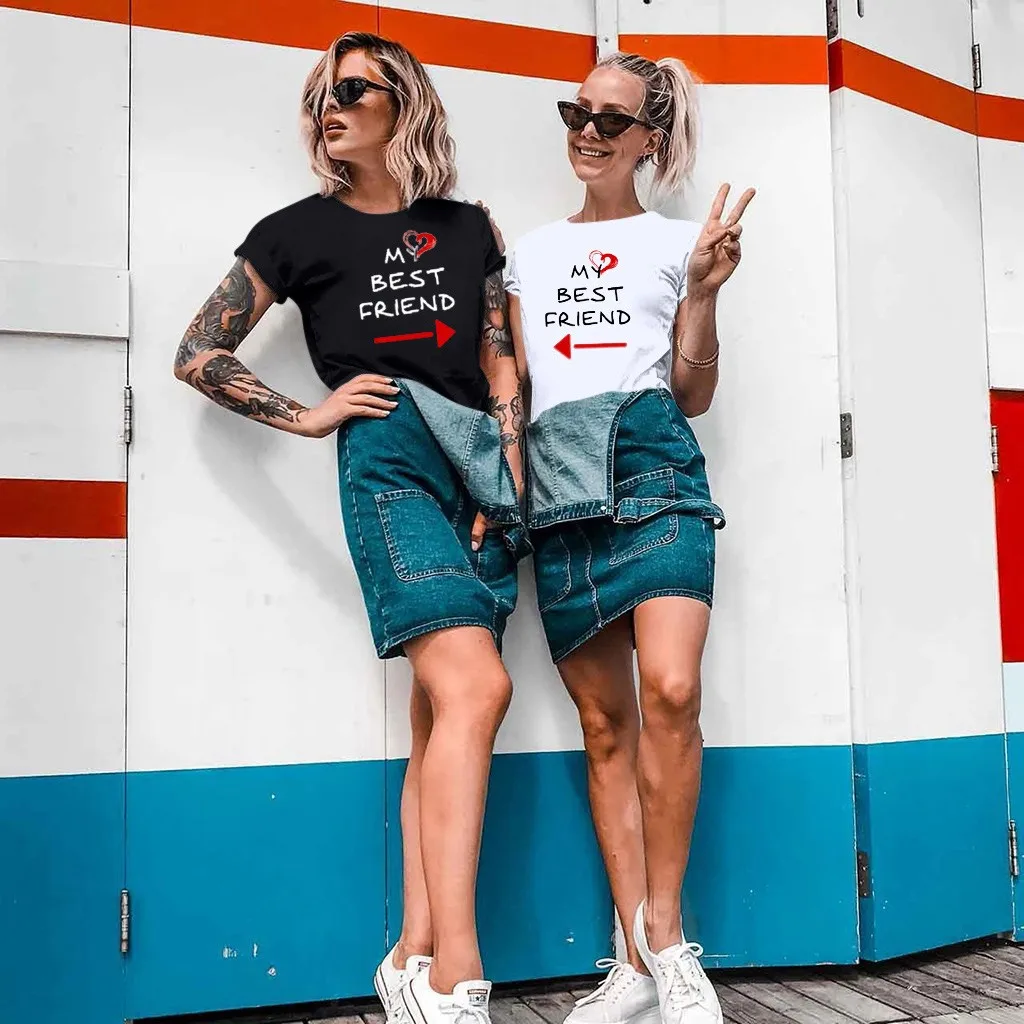 Футболка Best Friends женская футболка летняя с коротким рукавом топ черный белый