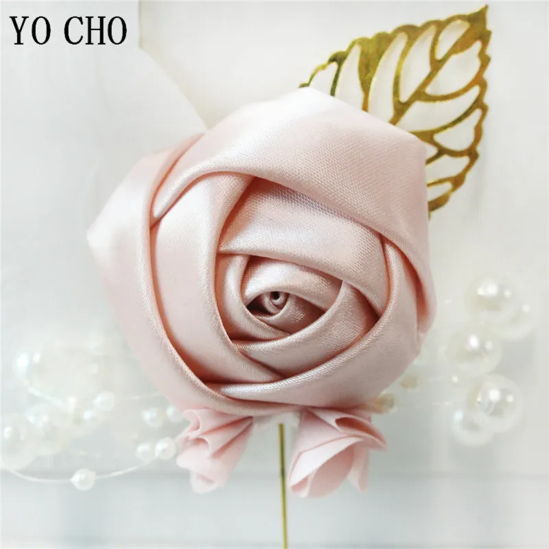 Нежная свадебная бутоньерка YO CHO для мужчин искусственные цветы с золотыми