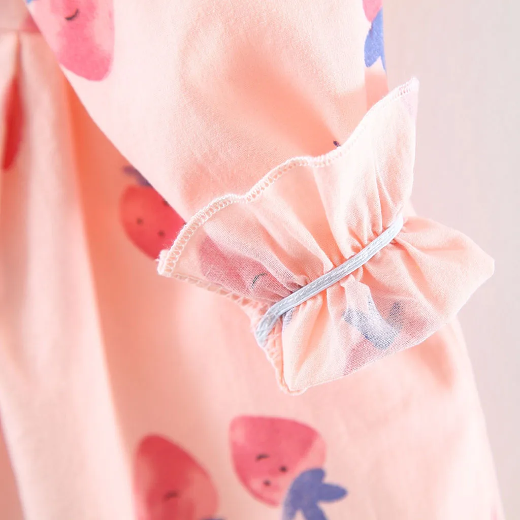 Модное платье для малышей Детские Клубничные платья с оборками и кукольным