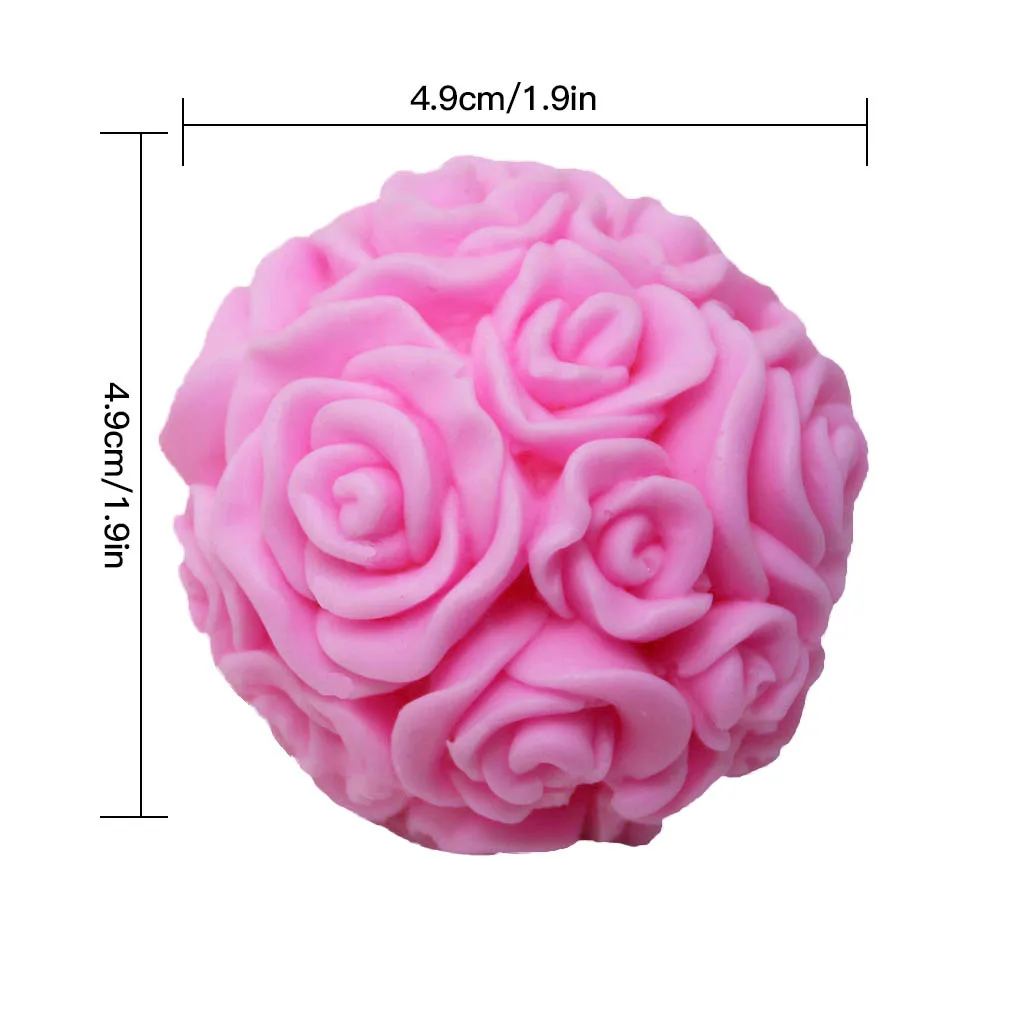 

Color Random 3D Rose Flower Ball Fondant Mould Cake Decorating Fondant Silicone Mold Maker Baking Tool