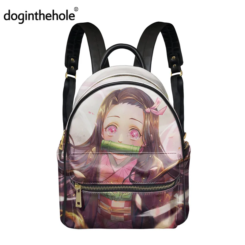 

Doginthehole Hot Janpanese Anime Demon Slayer Print Casual Backpack For Girls Cartoon Anime Leather Schoolbags For Student