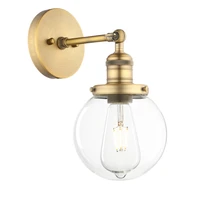 permo vintage industrial wall sconce lighting fixture with mini 5 9 round clear glass globe hand blown shade