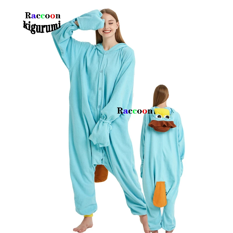 

Extra Large XXL Men Platypus Adults Onesie Women Cartoon Animal Winter Girl Halloween Cosplay Pajama Raccoon Kigurumi Kids