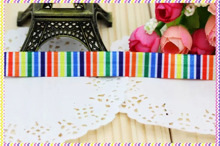 DHK 5/8'' 5yards Fold Over Elastic FOE stripe printed headband headwear hair band diy decoration OEM Wholesale E325 | Дом и сад