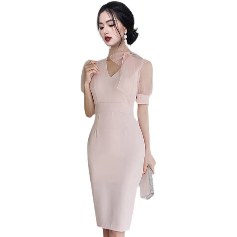

Summer style socialite v-neck package hip fashion cultivate one's morality dress elegant temperament goddess dress van