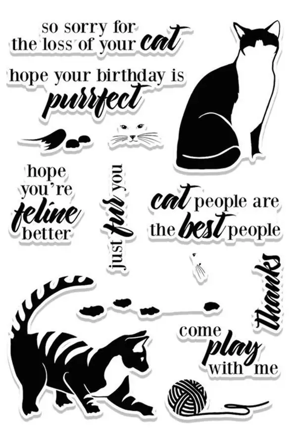 Домашнее животное кошка игры со мной прозрачные штампы для DIY