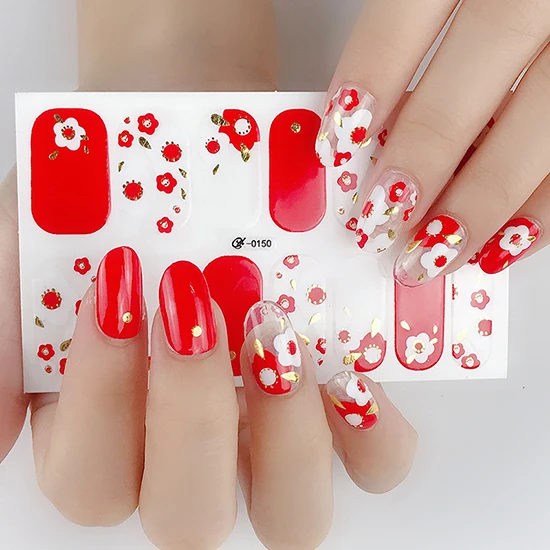 

Lamemoria 4sheet Nail Wrap Glitter Flower Nail Art Stickers Full Cover Tips 2020 New Arrival DIY Self-Adhesive Nagel Manicure