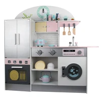 wooden kitchen pretend play toy boys and girls cook simulation kitchen refrigerator stove kitchen educational toys for children