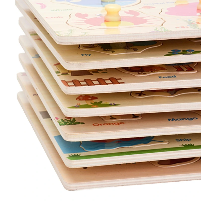 

Educational Wooden Cartoon Animals Numbers Puzzle Gift for Children Above 3 Year Old Montessori Wooden Puzzle