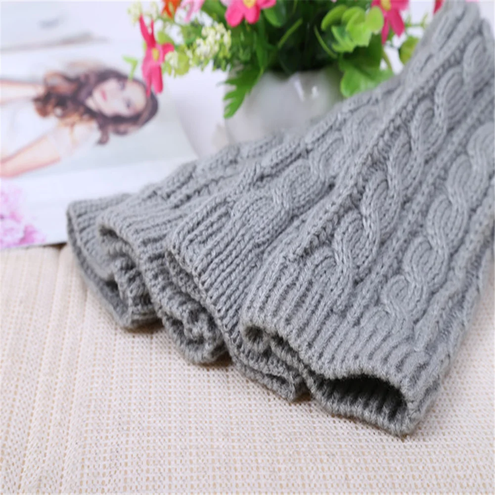 

1 Pair Long Knitted Mittens Soft Stretchy Wrist Arm Hand Warmer Women Winter Long Fingerless Gloves Black Grey Coffee arm warmer