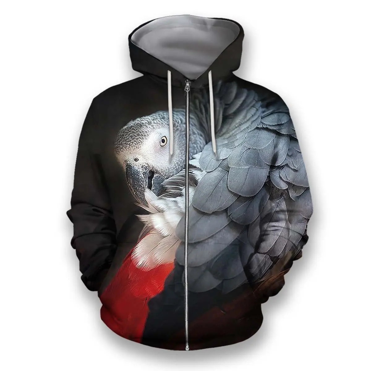 Мужская Осенняя толстовка с капюшоном на молнии 3D-принтом животных любящего