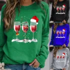 Женская рождественская футболка 2021, рубашка с надписью бокал Красного вина, женские милые Стильные топы с принтом, осенняя одежда с длинным рукавом, рубашки