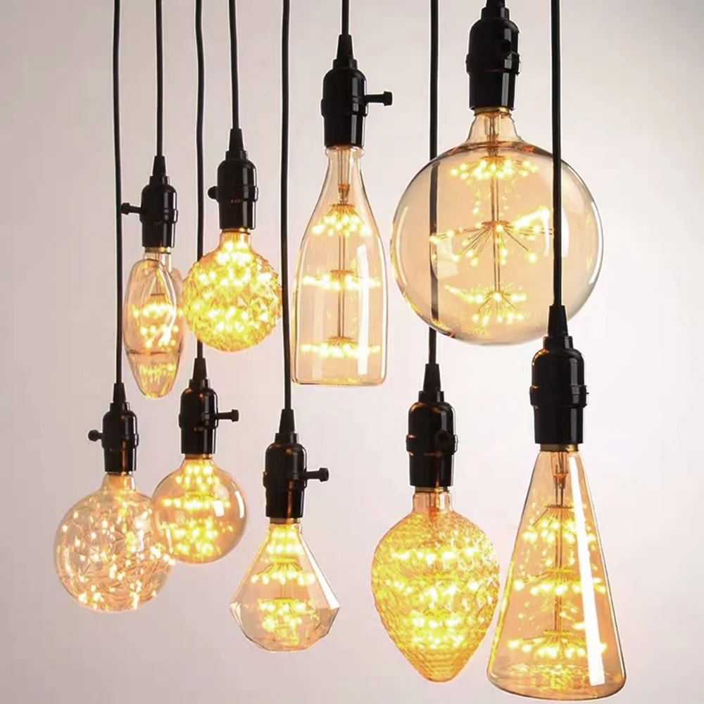 

Retro LED Bulb Starry Sky Dimmable E26 E27 110V 220V Wine Bottle Decorative Christmas Firework Light Bulb Lamp