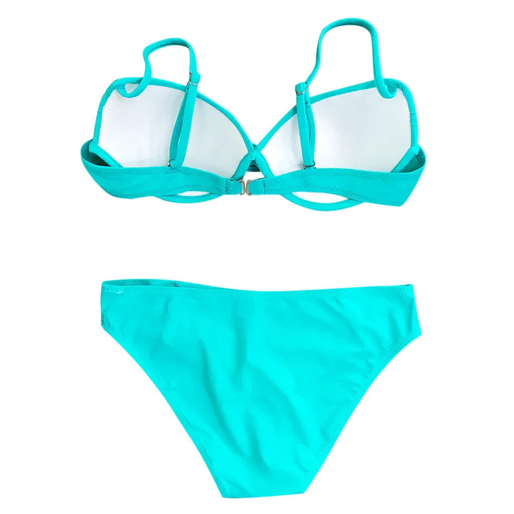

2021 Sexy Solid Color Bikini Women Swimwear Bandeau Biquini Swimsuit Female Bathing Suit Push Up Bikini Set Beachwear#f3