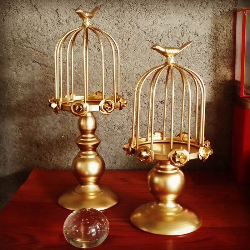 Металлический подсвечник золотой фонарь в фестивале американском стиле птица