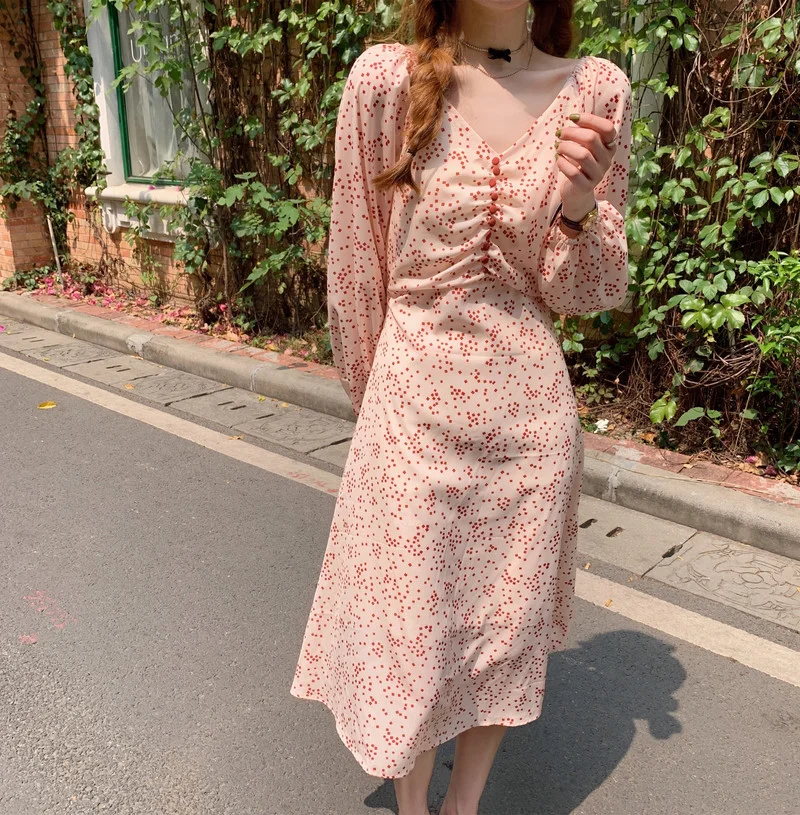 

Women's Dress Fashion Casual Dresses Dot Splicing V-neck Dress Short Sleeve Korean New Summer