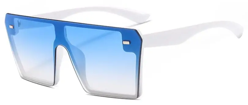 white blue Пластиковые черные негабаритные Квадратные Солнцезащитные очки для женщин и мужчин, винтажные дизайнерские брендовые солнцезащитные очки с большой оправой, Женские Звездные градиентные очки - Цвет линз: white blue