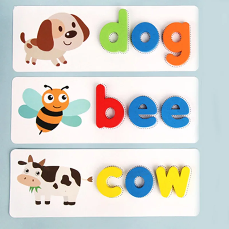 Монтессори развивающие игрушки строительные блоки деревянные детские слова