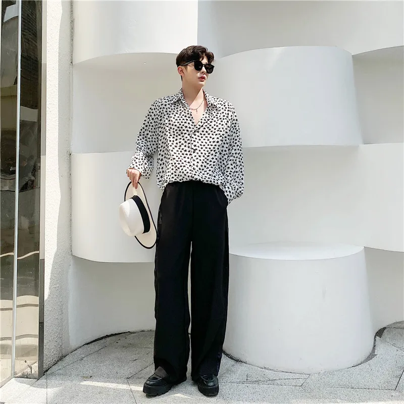 Модная мужская рубашка со звездным принтом для отдыха Гавайи Таиланд с длинным