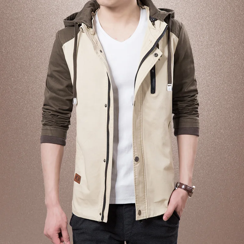 

Casual Men's Spring Autumn Jackets Solid Patchwork Slim Fit Coats Male Tracksuit Men Jacket Sportswear