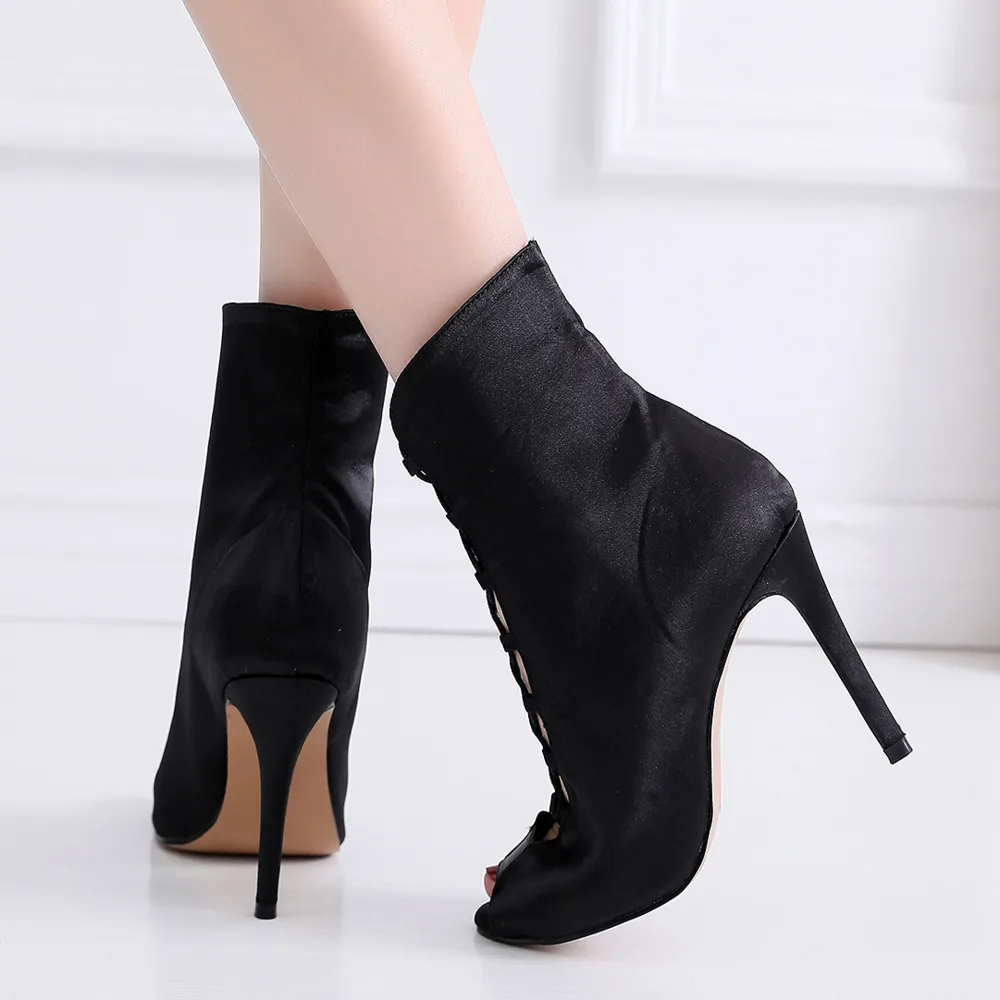 Сапоги женские из флока на высоком каблуке для джазовых танцев сальсы бальных