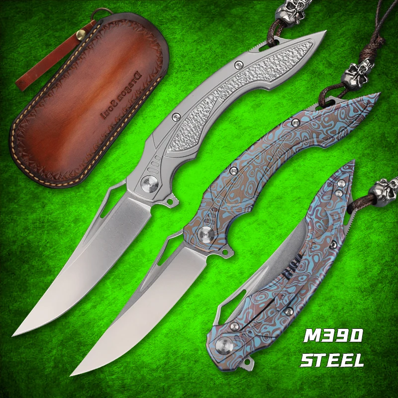 

Fishing Hunting Knife M390 Steel Foldable Pocket Knife Survival Knife Titanium Alloy EDC Tool Knife Outdoor Tactical Defense