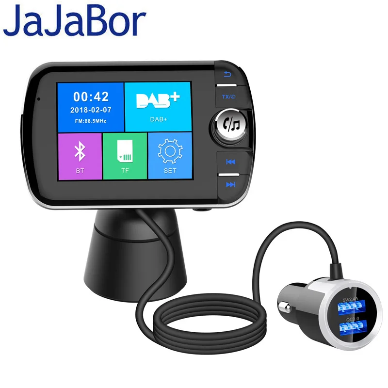 JaJaBor fm передатчик dab цифровой аудиовещание AUX автомобильный радиоприемник Bluetooth