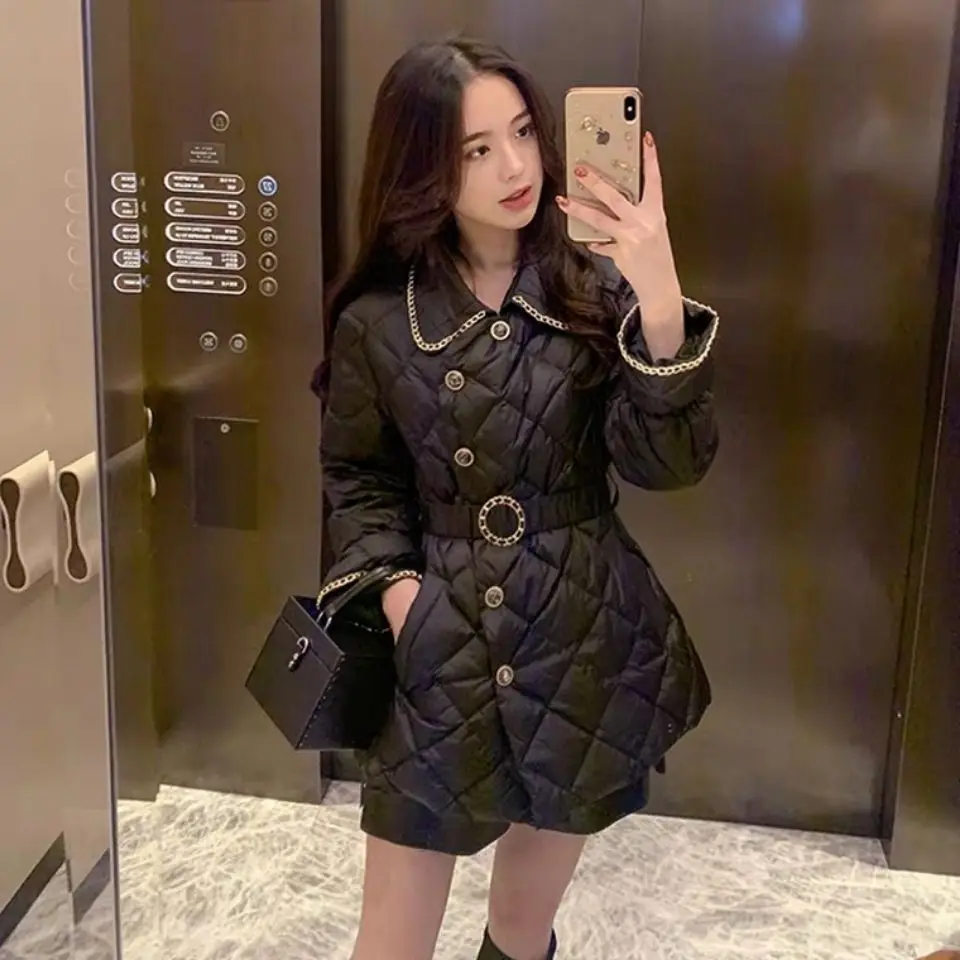 

Women Thin Filling Cotton Jacket Spring And Autumn Vintage Style Woman Parkas Female Coats